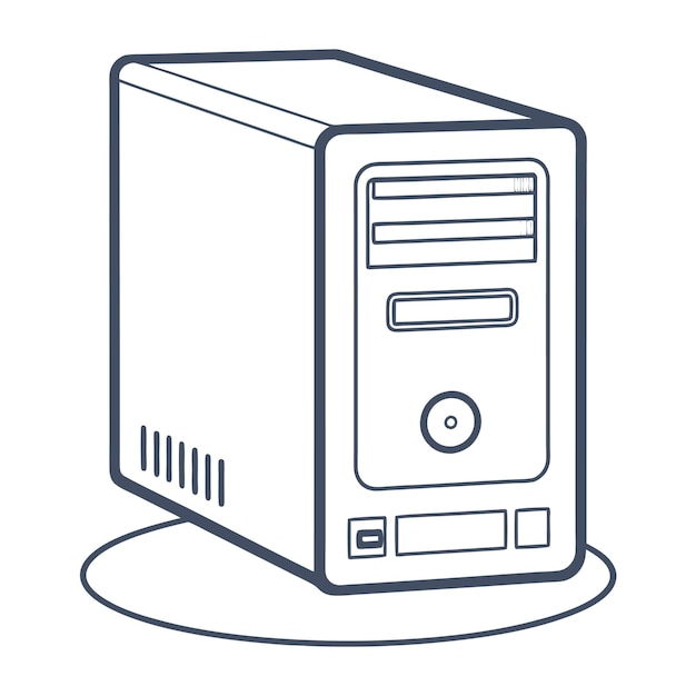 Composants matériels informatiques Pièces et dispositifs dotés de dispositifs de stockage Design de style vectoriel