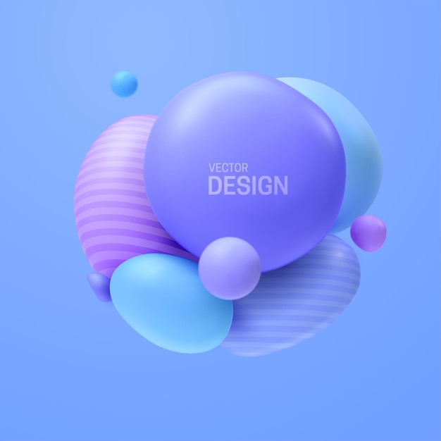 Composition abstraite avec cluster de bulles bleues 3d