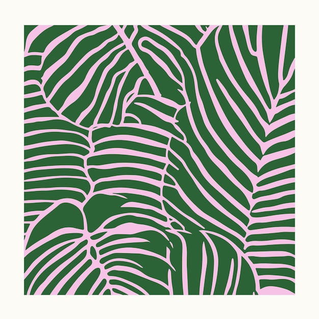 Composition Botanique Abstrait Moderne Feuille Jungle Art Tropical