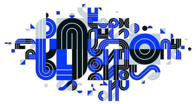 Composition de conception vectorielle abstraite dynamique désordonnée bleu linéaire minimale art moderne éléments de géométrie élégants isolés sur blanc