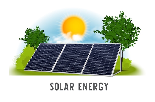 Composition de l'énergie solaire dans un style réaliste