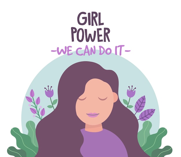 Vecteur composition de féminisme avec citation de motivation girl power