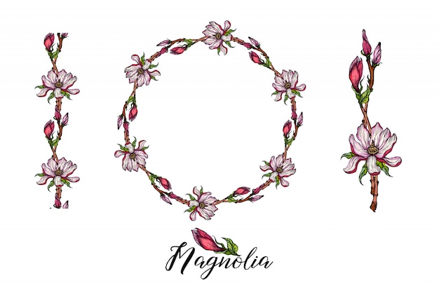 Composition avec des fleurs de magnolia