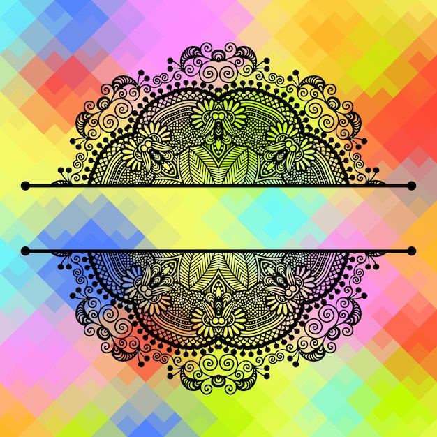 Vecteur composition géométrique carrée avec pa couleur design fleur ethnique