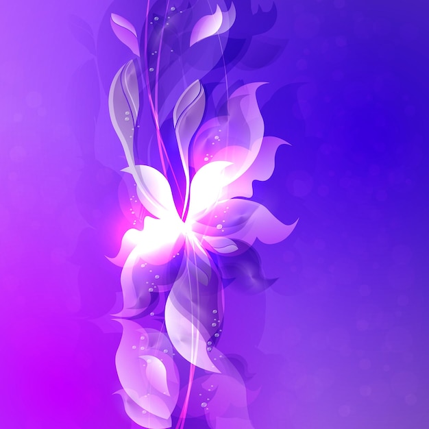 Vecteur composition lisse bleue avec des silhouettes abstraites de feuilles et de fleurs