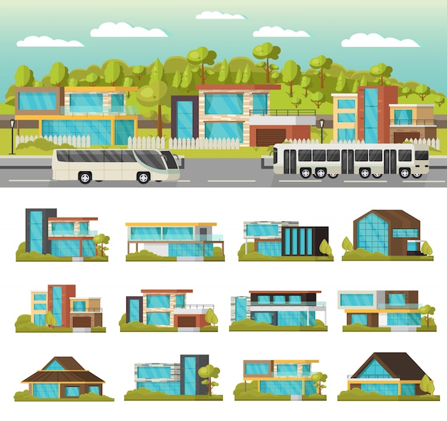 Composition De Maisons Modernes