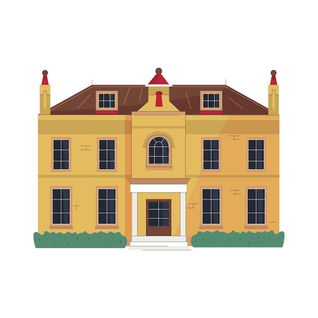 Vecteur composition de mode de la vieille ville du 18e 19e siècle avec icône isolée d'illustration vectorielle de bâtiment vintage