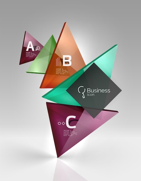 Vecteur composition moderne du triangle 3d arrière-plan du modèle vectoriel pour les options de numéro de diagramme de mise en page de flux de travail ou la conception de sites web