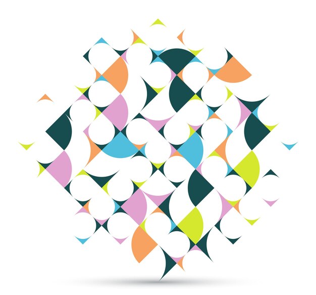 Composition de motifs vectoriels de conception géométrique abstraite, art de modèle de style rétro coloré des années 70 isolé sur fond blanc, élégant et créatif.