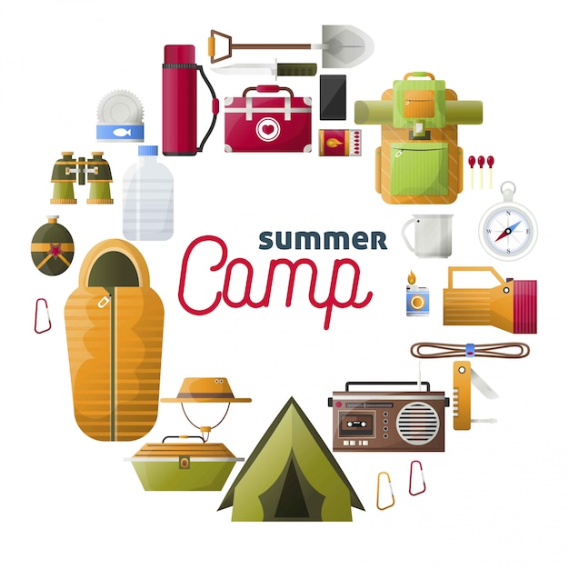 Vecteur composition des outils de camping