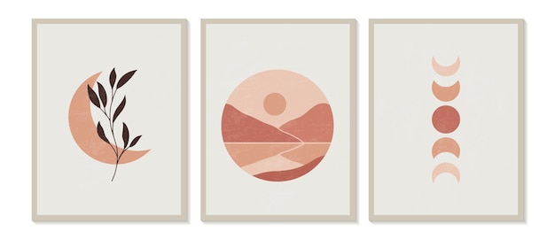 Composition de paysages de montagne minimalistes géométriques contemporains