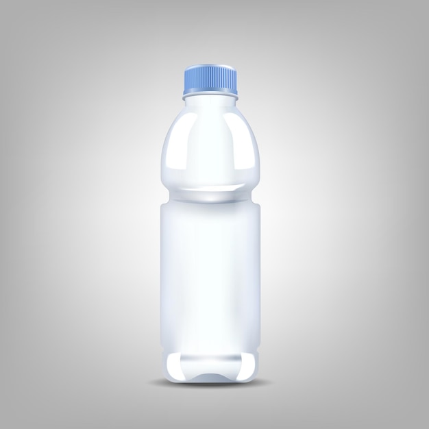 Composition réaliste de bouteilles d'eau minérale avec une image isolée de bouteille d'eau en plastique sur le dos blanc