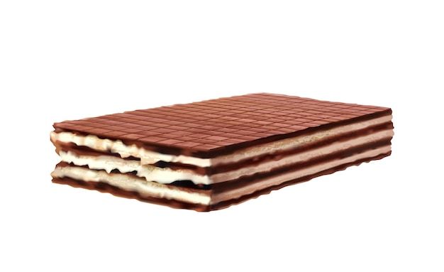 Composition réaliste de gaufrette avec image isolée d'un morceau de gaufrette de cacao sur illustration vectorielle fond blanc