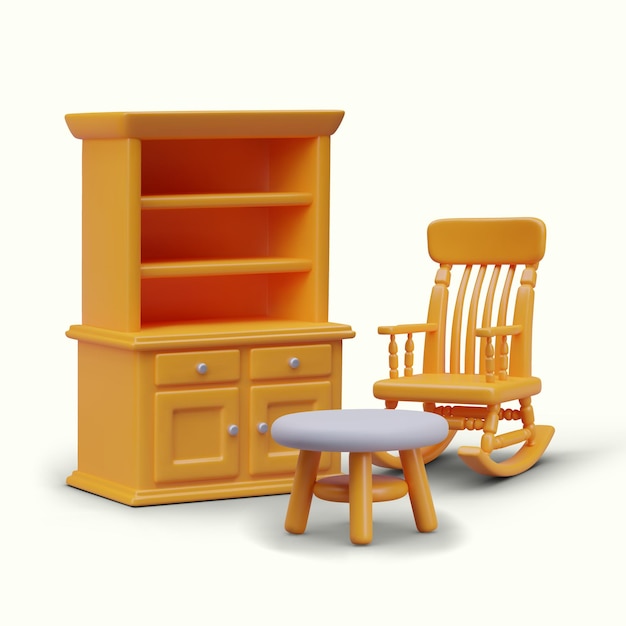 Vecteur composition réaliste avec des meubles pour le salon