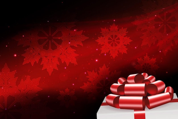 Composition Rouge De Noël Avec Silhouette De Couvercle De Boîte Blanche De Flocons De Neige Bel Arc Rouge
