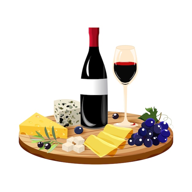 Composition de vin de fromage et raisins