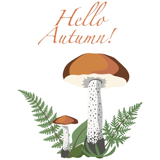 Vecteur compositions de champignons d'automne isolées illustration vectorielle sur fond blanc