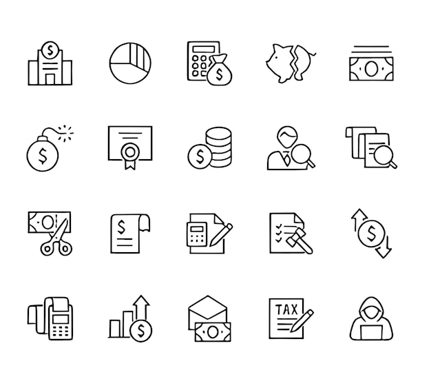 Comptabilité en ligne Icones modifiables set Illustration vectorielle en ligne mince style moderne de calcul financier