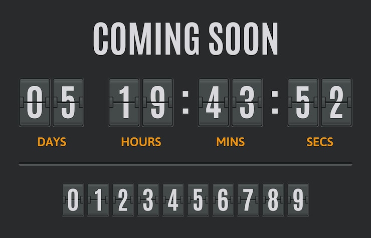 Vecteur compte à rebours flip timer flip clock jours heures et minutes compteur flipclock comptage ensemble d'illustrations d'affichage