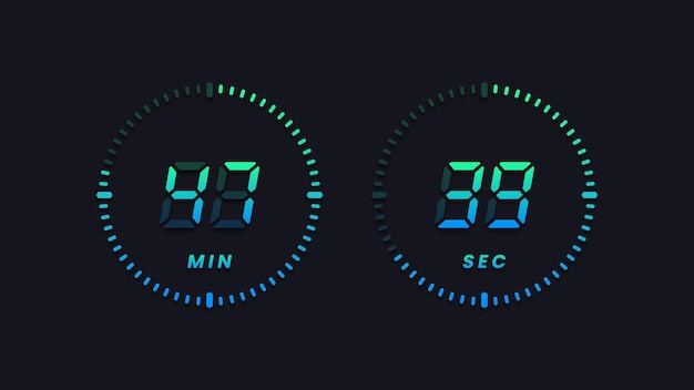 Vecteur compte à rebours de l'heure numérique de l'horloge numérique minuterie seconde