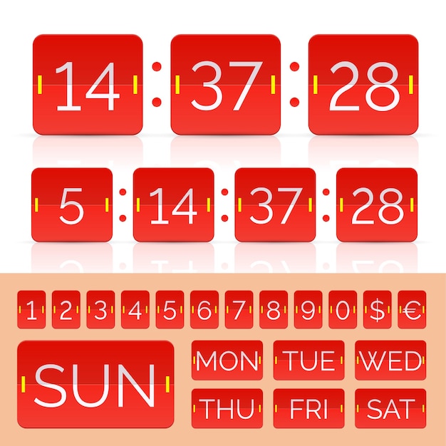 Compte à Rebours Rouge Et Numéros De Tableau De Bord. Illustration Vectorielle Eps10