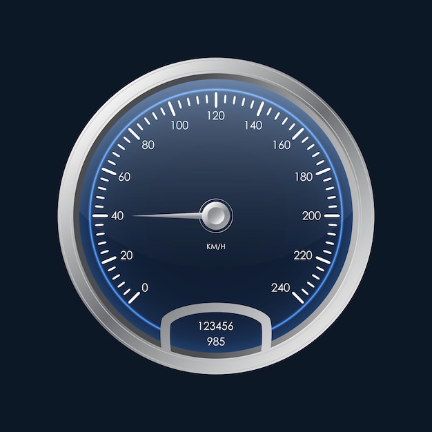 Un Compteur De Vitesse 3d Détaillé Et Réaliste Sur Un Indicateur De Vitesse Automatique Sur Le Tableau De Bord.