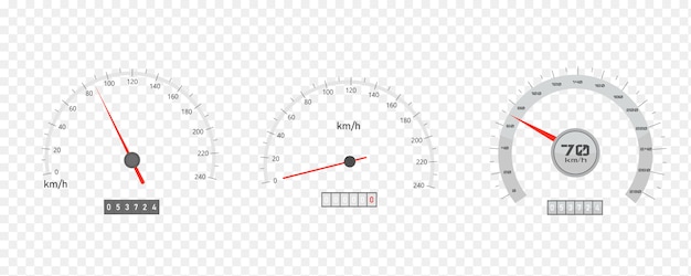 Vecteur compteur de vitesse de voiture avec échelle de niveau de vitesse ou tachymètre