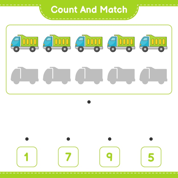 Comptez Et Faites Correspondre Comptez Le Nombre De Camions Et Faites Correspondre Avec Les Bons Numéros