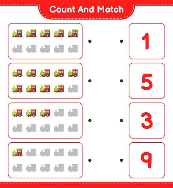Comptez Et Faites Correspondre, Comptez Le Nombre De Train Et Faites Correspondre Avec Les Bons Numéros.