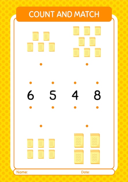 Comptez et faites correspondre le jeu avec une feuille de calcul de notes pour les enfants d'âge préscolaire