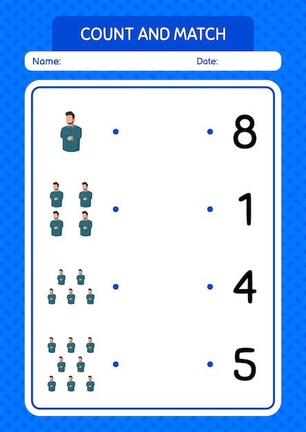 Comptez Et Faites Correspondre Le Jeu Avec La Feuille De Travail De Prière Pour La Feuille D'activité Des Enfants D'âge Préscolaire