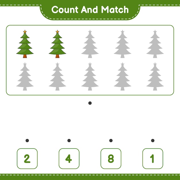 Comptez Et Faites Correspondre Le Nombre D'arbres De Noël Et Faites Correspondre Les Bons Numéros