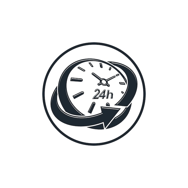 Concept 24 heures sur 24, cadran d'horloge avec un cadran et une flèche autour. Icône d'interface jour et nuit, à utiliser dans la conception Web.