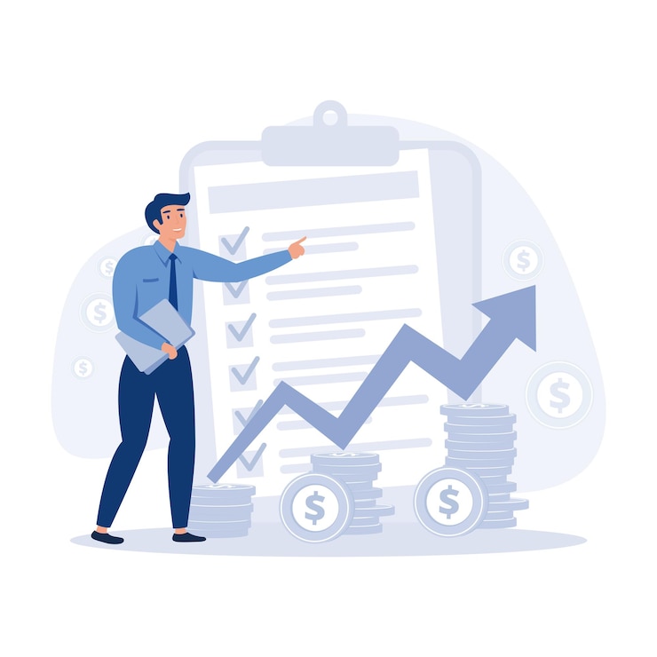 Vecteur concept abstrait de préparation d'impôt impôt sur les sociétés revenu imposable préparation de document d'année fiscale planification de paiement comptabilité d'entreprise illustration moderne de vecteur plat