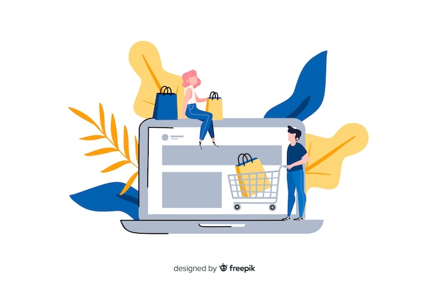 Concept d'achat en ligne pour la page de destination