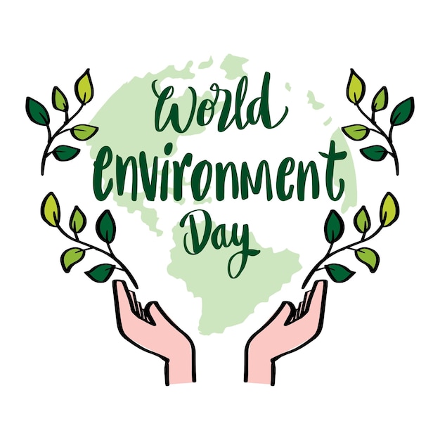 Concept D'affiche De Lettrage à La Main De La Journée Mondiale De L'environnement