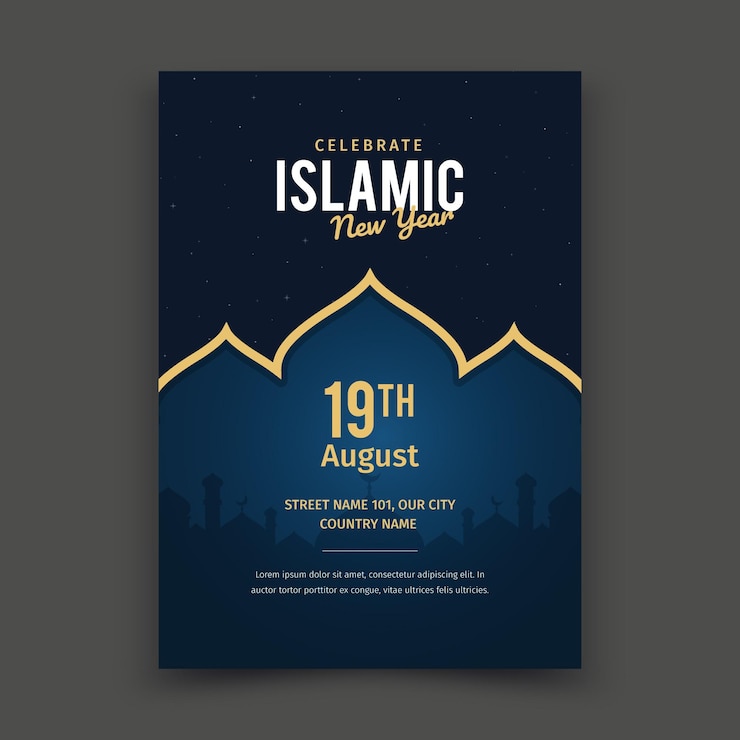 Vecteur concept d'affiche plat nouvel an islamique