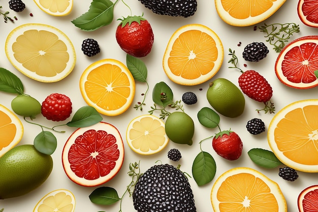 Le Concept D'une Alimentation Saine Nourriture Lumineuse D'été Dessin Alimentaire De Fond De Fruits