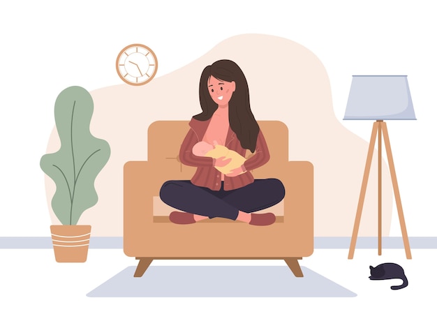 Concept d'allaitement. Mère allaitant bébé nouveau-né.