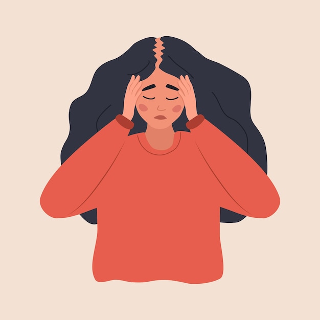 Le concept d'alopécie La femme triste perd ses cheveux