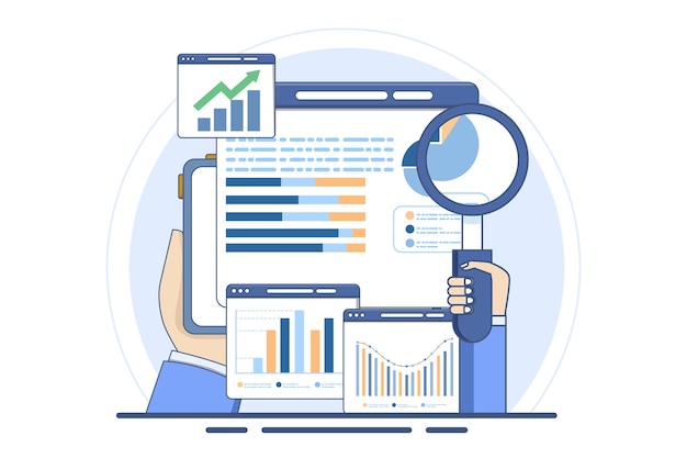 concept d'analyse et de surveillance ou tableau de bord de rapport sur le web et recherche sur l'analyse des données