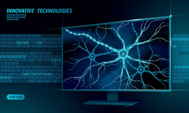 Concept D'anatomie Neurone Humain Low Poly.