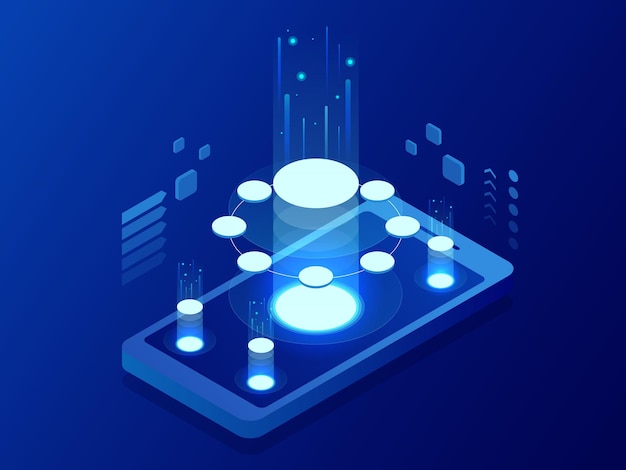 Concept d'applications mobiles isométriques. Développer le concept de technologies de programmation et de codage. Interface utilisateur UX UI et processus d'eXperience utilisateur.