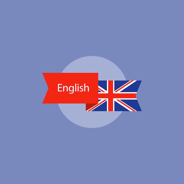 Vecteur concept d'apprentissage de l'anglais britannique, cours de langue, icône du drapeau anglais, illustration vectorielle à plat