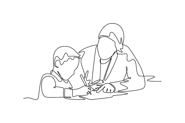 Concept d'apprentissage des étudiants Dessin de ligne unique Illustration graphique vectorielle