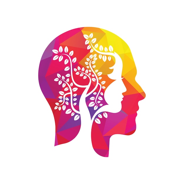 Concept d'arbre à double face modèle de logo de visage homme et femme