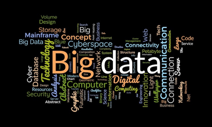 Vecteur concept d'arrière-plan de nuage de mots pour le réseau de technologie internet big data avec illustration vectorielle de concept d'analyse de données en nuage
