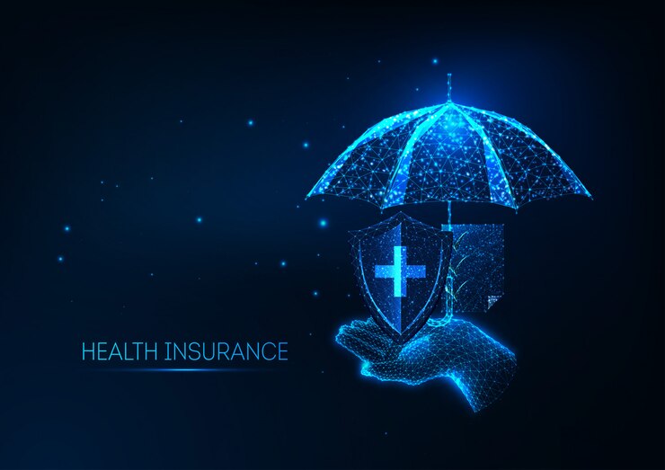 Vecteur concept d'assurance maladie futuriste.