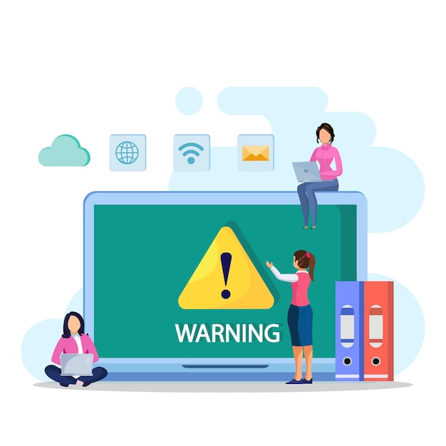 Concept avertissement d'erreur du système d'exploitation Illustration vectorielle avertissement notification sécurité et protection antivirus