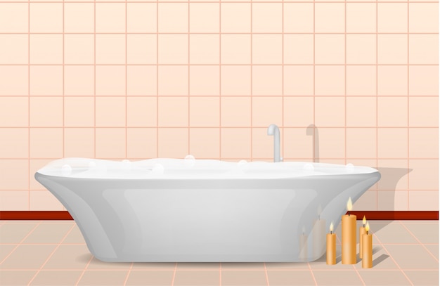 Concept De Baignoire Et De Bougies, Style Réaliste